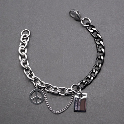 Двухцветные браслеты с символом мира и цитатой&nbsp;FS-WGFBFF4-01