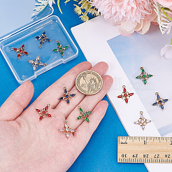 12 шт. 4 цвета латунные подвески с микропаве и кубическим цирконием&nbsp;KK-AR0001-86