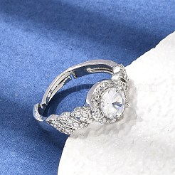 Messing Micro Pave klare Zirkonia Manschette offene Ringe&nbsp;CU-CBA5C10-17P