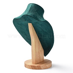 Подставки для ожерелья из бархатного бюста с деревянной основой ODIS-Q041-02B-01