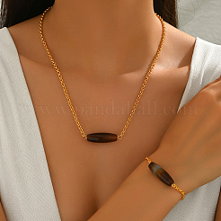 Комплекты браслетов и ожерелий из натурального агата овальной формы для женщин SD6681