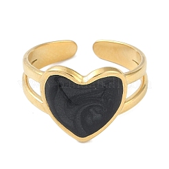 Placcatura ionica (ip) 304 acciaio inossidabile smaltato anelli a forma di cuore polsino per le dita&nbsp;RJEW-L107-059G-02