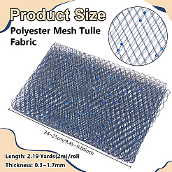 ポリエステルメッシュチュール生地  ラインストーン付き  マリンブルー  240~250x0.3~1.7mm  2m / pc&nbsp;DIY-WH0671-348D
