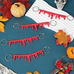 4 шт. украшение на цепочку для обуви из ПВХ с каплями крови и железными кольцами на Хэллоуин&nbsp;NJEW-SC0001-60