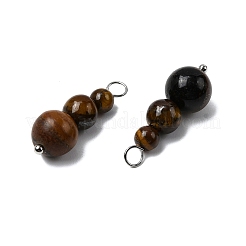 Подвески из натурального тигрового глаза круглые бусины&nbsp;PALLOY-JF02867-01