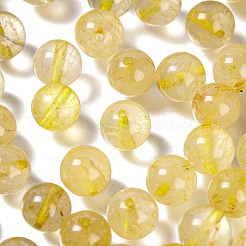 100個8mm天然金ルチルクォーツラウンドビーズ  10mの弾性水晶糸付き  DIYストレッチブレスレット作成キット用  8mm  穴：1mm&nbsp;DIY-LS0002-49