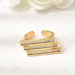 Манжеты из латуни с микро паве кубический цирконий для женщин&nbsp;RJEW-K312-01B-G