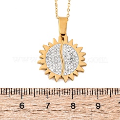 304 нержавеющая сталь полимерная глина стразы солнце открывающиеся подвески ожерелья для женщин&nbsp;X-NJEW-Z065-10G-01