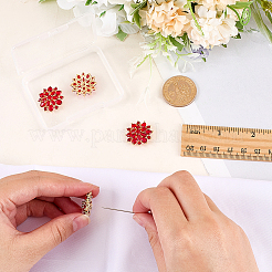 真鍮マイクロパヴェキュービックジルコニアボタン4個  花  レッド  21x22x8mm  穴：1.5mm&nbsp;DIY-FG0007-82D