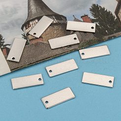 変色防止長方形タグ 304 ステンレススチールペンダント  ステンレス鋼色  21x9x1mm  穴：1.5mm&nbsp;X-STAS-S028-05