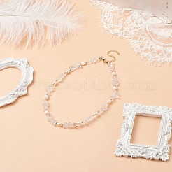 Scaglie di cristallo di quarzo naturale e collana di perle di perle&nbsp;NJEW-JN04008-02