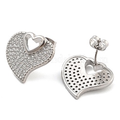 Серьги-гвоздики из латуни с паве из кубического циркония&nbsp;EJEW-U005-10P