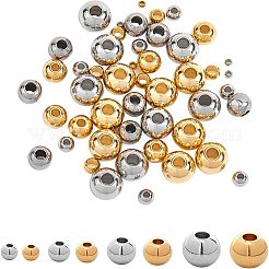 304ステンレススチールビーズ  ラウンド  ミックスカラー  6.8x5.2x1.1cm  80個/箱&nbsp;STAS-UN0003-88