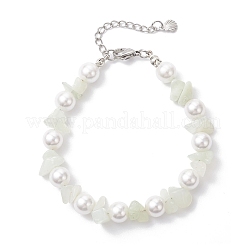 Natürliche neue Jade-Chip & Glasmuschel runde Perlenarmbänder&nbsp;BJEW-JB12317-02
