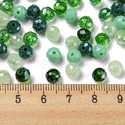 ガラスビーズ  多面カット  ロンデル  ライムグリーン  6x5mm  穴：1mm  約2360個/500g&nbsp;EGLA-A034-LM6mm-11