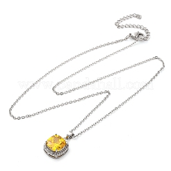 Collane con ciondolo in ottone quadrato con zirconi cubici per donna&nbsp;NJEW-G156-02P