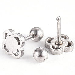 Устойчивые к потускнению серьги-штанги из нержавеющей стали 201 в форме цветка EJEW-R147-15