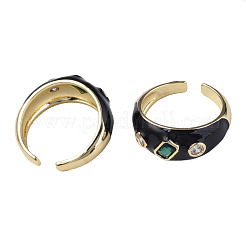 Открытое кольцо-манжета из кубического циркония с эмалью RJEW-N035-128F