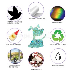 6 шт. ПВХ наклейки ослепительные цветные наклейки на окна 3D лазерные наклейки на окна в форме щенка и сердца электростатические наклейки на окна на стекло JX834A