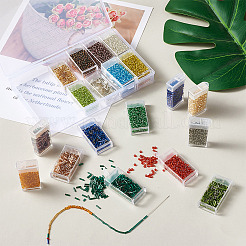 Серебряный вырез стеклянный стеклянный бусины SEED-TA0001-02