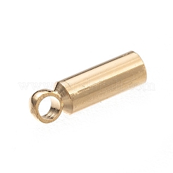真鍮製コードエンドパーツ  カドミウムフリー＆鉛フリー  長持ちメッキ  24KGP本金メッキ  7x2mm  穴：1.2mm  内径：1.5mm&nbsp;LS-KK-H759-40A-G