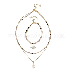 Комплекты браслетов и ожерелий из натуральных турмалиновых бусин SJEW-JS01358