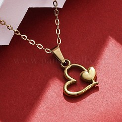 Ожерелья с подвеской в форме сердца из нержавеющей стали 304&nbsp;NJEW-M096-34G