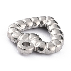 変色しない304ステンレススチールペンダント  ハート  ステンレス鋼色  15x14x2mm  穴：1.4mm&nbsp;X-STAS-O143-06P