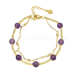 Природный аметист браслеты BJEW-D330-01G-05