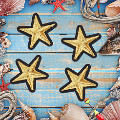 コンピューター刺繍布アイロンパッチ100枚  マスクと衣装のアクセサリー  アップリケ  スター  きいろ  35x39x1.5mm&nbsp;PATC-CY0001-13B