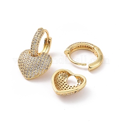Серьги-кольца с кубическим цирконием в форме сердца EJEW-P206-08G