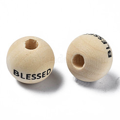 Набивные европейские бусины из натурального дерева WOOD-T019-45