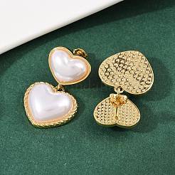 Серьги-гвоздики с подвесками в форме сердца из латунного АБС-пластика EJEW-L275-13G-01