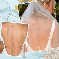 1 шт. прозрачный кубический цирконий каплевидный фон ожерелье цепь для тела NJEW-FG0001-02S