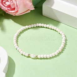 Эластичный браслет из синтетической бирюзы и натурального жемчуга BJEW-JB09919