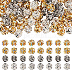 80шт 4 цвета латунные бусины со стразами&nbsp;KK-TA0002-11B