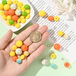 10 種類のDIYジュエリー製作キット  イミテーションパールアクリルビーズを含む  シリコンビーズと真鍮ラインストーンスペーサービーズ  ミックスカラー  6~15x6~15mm  穴：1.5~2mm&nbsp;DIY-YW0016-38B