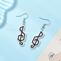 Серьги-подвески в виде музыкальных нот из стеклянных бусин&nbsp;EJEW-MZ00621