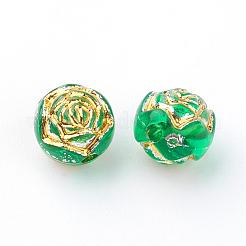 メッキアクリルビーズ  ライン入り  花の丸  ミックスカラー  8mm  穴：1.5mm  約1800個/500g&nbsp;MACR-Q001-13