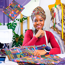 Однотонная полиэфирная ткань с геометрическим принтом DIY-WH0430-584A