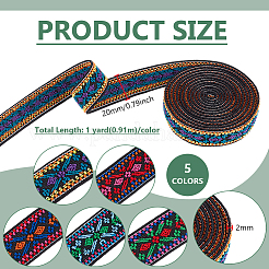 5 ярд 5-цветный этнический стиль вышивка плоский полиэстер эластичный цветок жаккардовый резиновый шнур/лента OCOR-BC0007-69