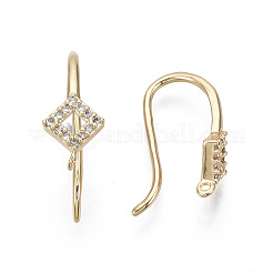 Micro ottone spianare zirconi orecchino ganci&nbsp;KK-T063-018-NF