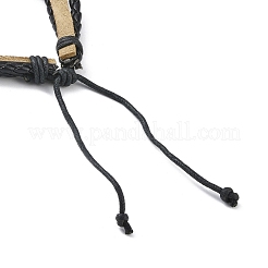 Трехслойные многонитевые браслеты из искусственной кожи и вощеного шнура BJEW-G709-06