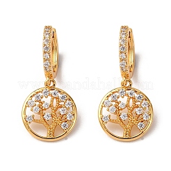 Серьги-кольца из латуни с микропаве из прозрачных кубических цирконий EJEW-F384-01G