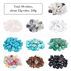 250 г 10-х цветных бусин из натуральных и синтетических драгоценных камней&nbsp;G-NB0002-58