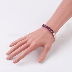 Натуральные ископаемые и аметистовые браслеты&nbsp;BJEW-JB02997-03