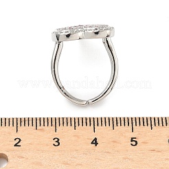 Кольца-манжеты в форме сердца из латуни с микропаве из кубического циркония для женщин RJEW-A069-12P