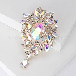 Стеклянная брошь-цветок со стразами PW-WG98731-01
