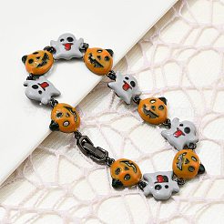 Браслеты из латуни и эмали для женщин на Хэллоуин BJEW-B149-01