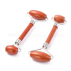 Массажер для лица из латуни из натуральной красной яшмы MRMJ-G009-44P